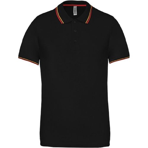 Polo Bandes Contrast?Es Homme - K250 - Noir - Rouge-Jaune - Manches Courtes