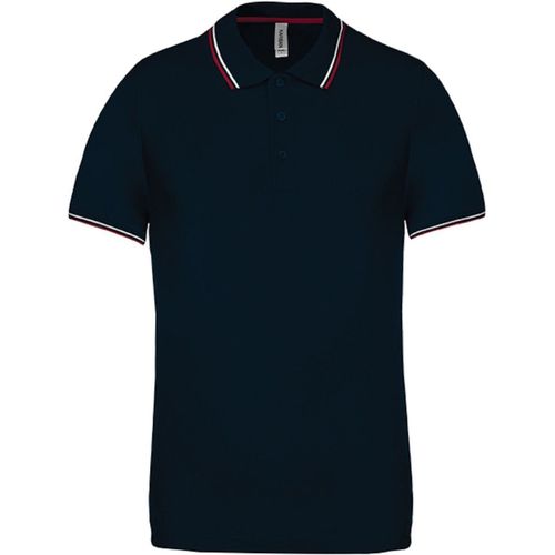 Polo Bandes Contrast?Es Homme - K250 - Bleu Marine Wine-Blanc - Manches Courtes