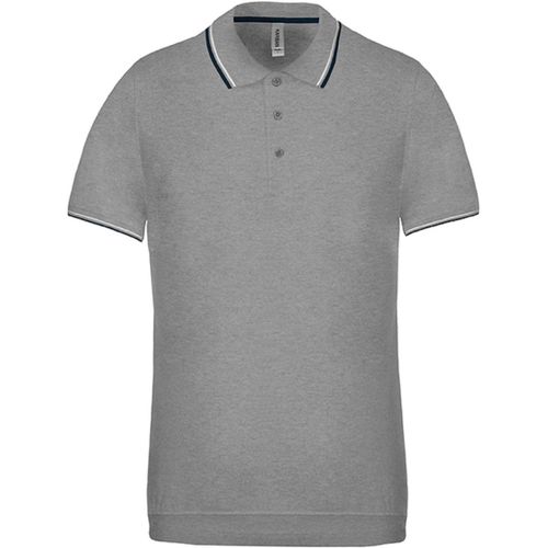 Polo Bandes Contrast?Es Homme - K250 - Gris - Manches Courtes