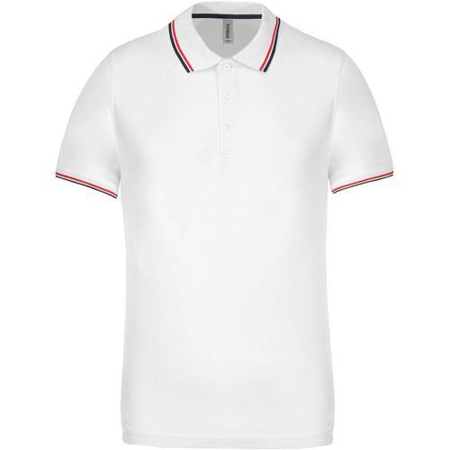 Polo Bandes Contrast?Es Homme - K250 - Blanc Navy-Red- Manches Courtes
