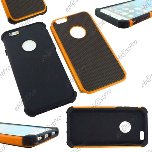 Ebeststar ® Deux Couches De Protection Etui Housse Coque Duo En Silicone Et Polycarbonate Pour Apple Iphone 6s Écran 4,7", Couleur Orange + 1 Film Protection D'écran + Lingette