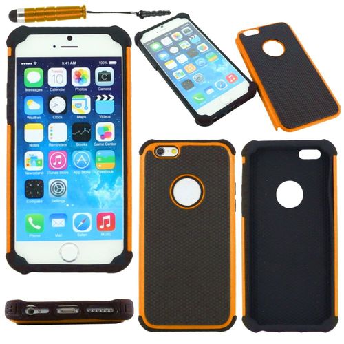 Ebeststar ® Coque Duo Bi-Couches En Silicone Et Polycarbonate Etui Housse Pour Apple Iphone 6s Écran 4,7", Couleur Orange + Mini Stylet + 1 Film Protection D'écran + Lingette