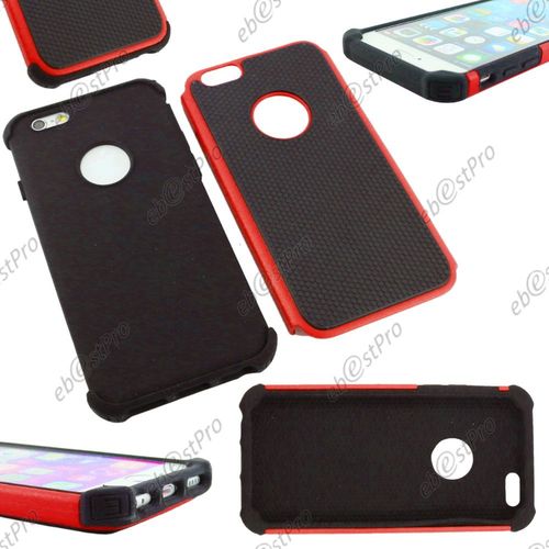 Ebeststar ® Deux Couches De Protection Etui Housse Coque Duo En Silicone Et Polycarbonate Pour Apple Iphone 6s Écran 4,7", Couleur Rouge + 1 Film Verre Trempé