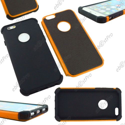 Ebeststar ® Deux Couches De Protection Etui Housse Coque Duo En Silicone Et Polycarbonate Pour Apple Iphone 6s Écran 4,7", Couleur Orange + 1 Film Verre Trempé