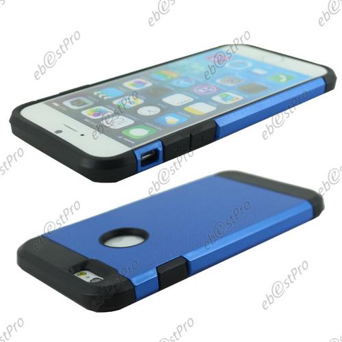 Ebeststar ® Deux Couches De Protection Coque Duo En Silicone Et Polycarbonate Etui Housse Pour Apple Iphone 6s Écran 4,7", Couleur Bleu + 1 Film Protection D'écran + Lingette