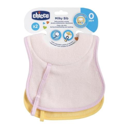 Lot De 2 Bavoirs D'allaitement Et De Succion 0m Rose Et Jaune - Chicco