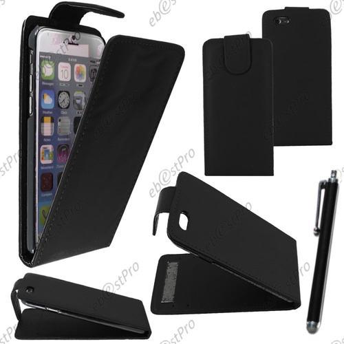 Ebeststar ® Housse Coque Etui Simili Cuir À Rabat Vertical Pour Apple Iphone 6s Écran 4,7", Couleur Noir + Stylet + 1 Film Protection D'écran + Lingette