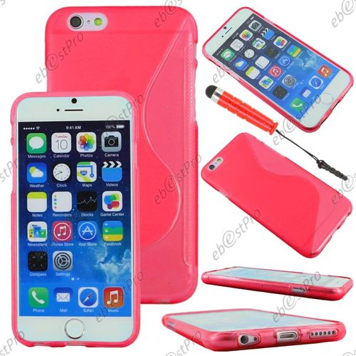 Ebeststar ® Housse Etui Coque Silicone Gel Motif S-Line Protection Souple Pour Apple Iphone 6s Écran 4,7", Couleur Rouge + Mini Stylet + 1 Film Protection D'écran + Lingette