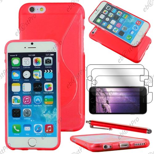 Ebeststar ® Housse Etui Coque Silicone Gel Motif S-Line Protection Souple Pour Apple Iphone 6s Écran 4,7", Couleur Rouge + Stylet 3 Film