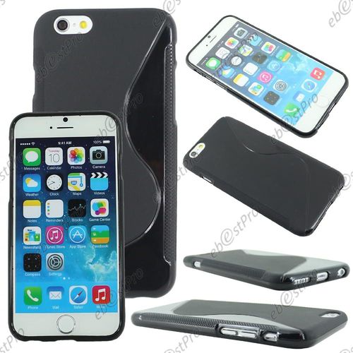 Ebeststar ® Housse Etui Coque Silicone Gel Motif S-Line Protection Souple Pour Apple Iphone 6s Écran 4,7", Couleur Noir + 1 Film Protection D'écran + Lingette