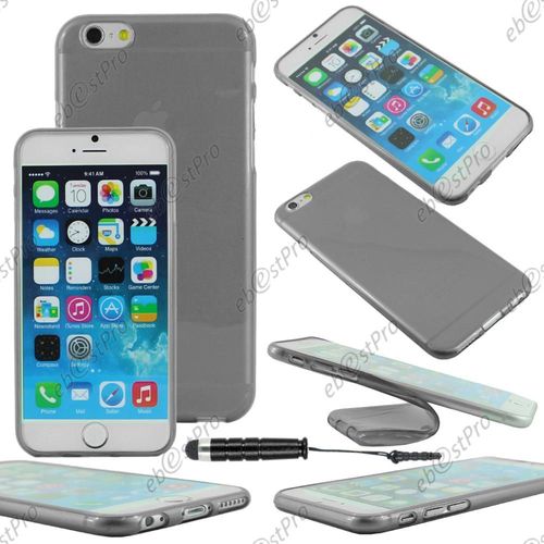 Ebeststar ® Housse Etui Coque Silicone Gel Tpu Souple Ultra Fine 0,5mm Pour Apple Iphone 6s Écran 4,7", Couleur Noir + Mini Stylet + 1 Film Protection D'écran + Lingette