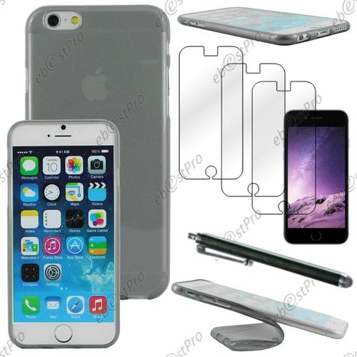 Ebeststar ® Housse Etui Coque Silicone Gel Tpu Souple Ultra Fine 0,5mm Pour Apple Iphone 6s Écran 4,7", Couleur Noir + Stylet 3 Film