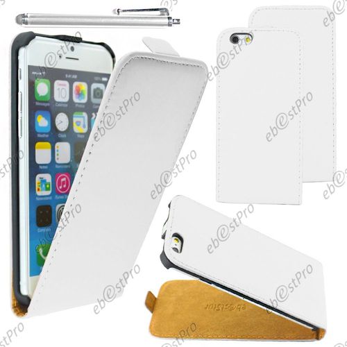 Ebeststar ® Housse Coque Etui En Pu Cuir À Rabat Ultra Fine (Slim Case) Pour Apple Iphone 6s Plus Écran 5,5", Couleur Blanc + Stylet + 1 Film Protection D'écran + Lingette