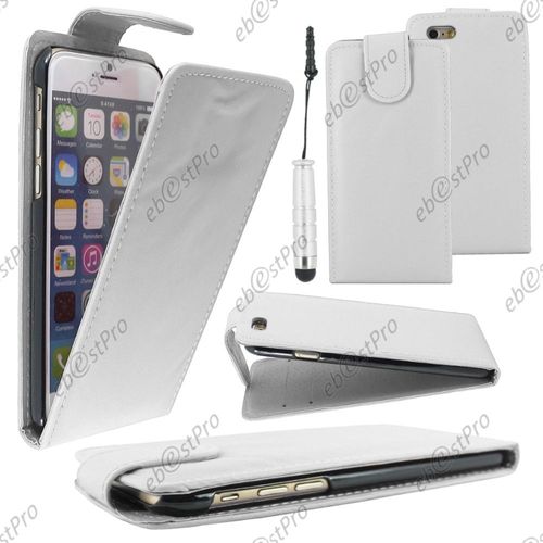 Ebeststar ® Housse Coque Etui Simili Cuir À Rabat Vertical Pour Apple Iphone 6s Plus Écran 5,5", Couleur Blanc + Mini Stylet + 1 Film Protection D'écran + Lingette
