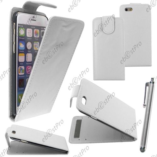 Ebeststar ® Housse Coque Etui Simili Cuir À Rabat Vertical Pour Apple Iphone 6s Plus Écran 5,5", Couleur Blanc + Stylet + 1 Film Protection D'écran + Lingette