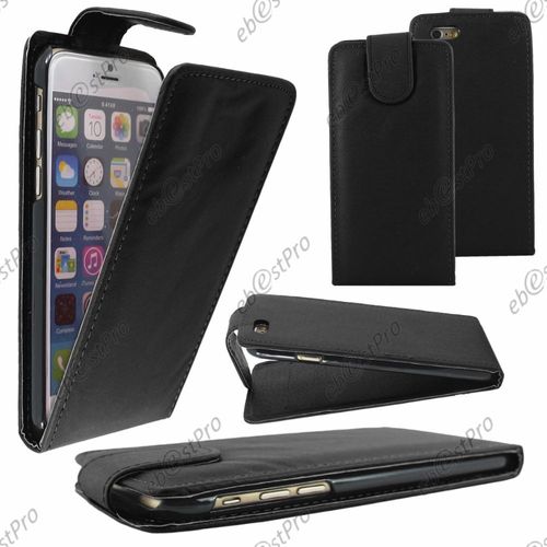 Ebeststar ® Housse Coque Etui Simili Cuir À Rabat Vertical Pour Apple Iphone 6s Plus Écran 5,5", Couleur Noir + 1 Film Protection D'écran + Lingette