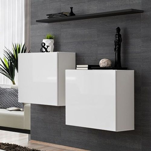 Lot De 2 Blocs & Étagère "Switch Sbi" 130cm Blanc & Noir