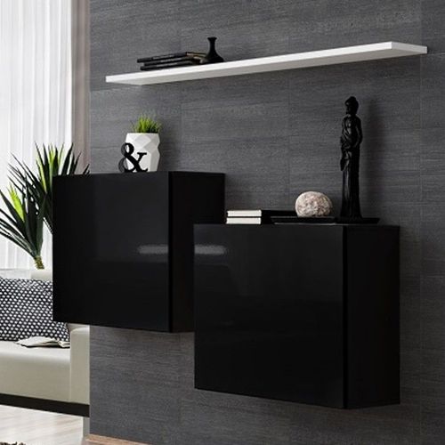 Lot De 2 Blocs & Étagère "Switch Sbi" 130cm Noir & Blanc