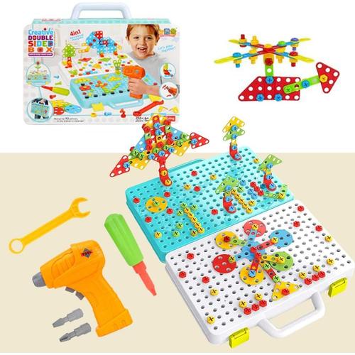 Jeu Mosaique Enfant 252pcs Puzzle Mosaïque 3d Jeu De Construction Perceuse Electrique Enfant Stem Kit Mosaique Pour Enfant Fille Garcon Cadeau