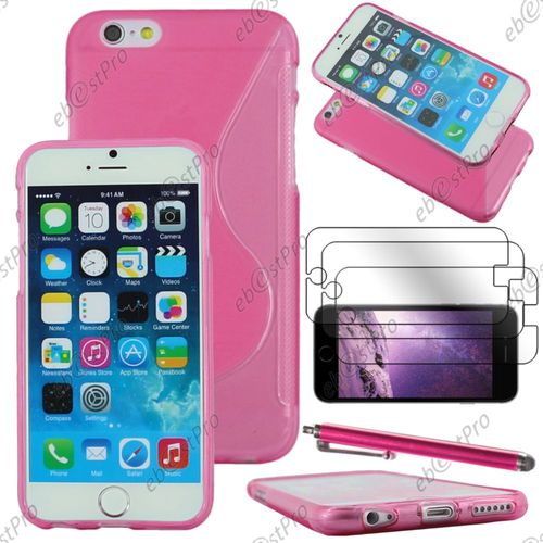 Ebeststar ® Housse Etui Coque Silicone Gel Motif S-Line Protection Souple Pour Apple Iphone 6s Plus Écran 5,5", Couleur Rose + Stylet 3 Film