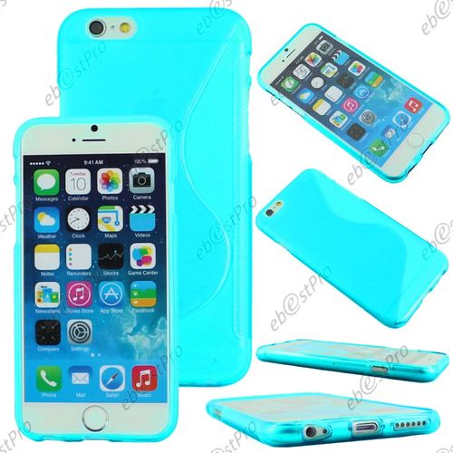 Ebeststar ® Housse Etui Coque Silicone Gel Motif S-Line Protection Souple Pour Apple Iphone 6s Plus Écran 5,5", Couleur Bleu + 1 Film Protection D'écran + Lingette