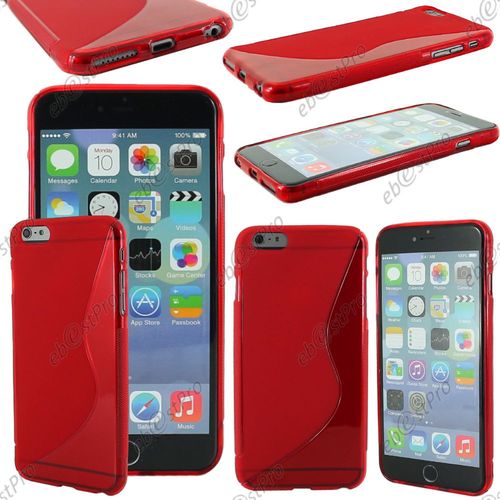 Ebeststar ® Film Verre Trempé Pour Apple Iphone 6s Plus Écran 5,5" Coque S-Line Silicone Gel Motif Vague Housse Etui Protection Souple, Couleur Rouge
