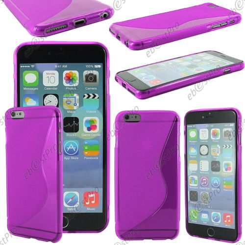 Ebeststar ® Film Verre Trempé Pour Apple Iphone 6s Plus Écran 5,5" Coque S-Line Silicone Gel Motif Vague Housse Etui Protection Souple, Couleur Violet