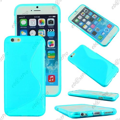Ebeststar ® Housse Etui Coque Silicone Gel Motif S-Line Protection Souple Pour Apple Iphone 6s Plus Écran 5,5", Couleur Bleu + Film Verre Trempé