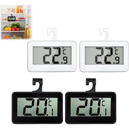 Thermomètre Numérique Pour Réfrigérateur, Lot De 4 Thermomètres Pour Réfrigérateur Avec Écran Lcd, Thermomètre Pour Réfrigérateur, Thermomètre Avec Alarme De Gel, Thermomètre Pour Congélateur