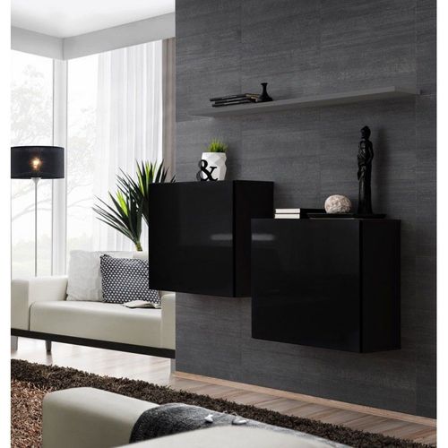 Lot De 2 Blocs & Étagère "Switch Sbi" 130cm Noir & Gris