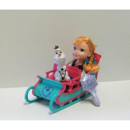 La Reine Des Neiges Traineau Avec Olaf Et Anna + Sa Brosse Lumineuse Mattel (31cm)