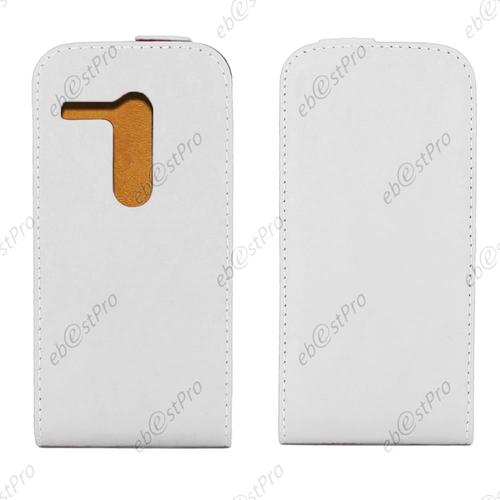 Ebeststar ® Housse Coque Etui En Pu Cuir À Rabat Ultra Fine (Slim Case) Pour Motorola Moto G, Xt1032, Couleur Blanc + Stylet 3 Film Plastique