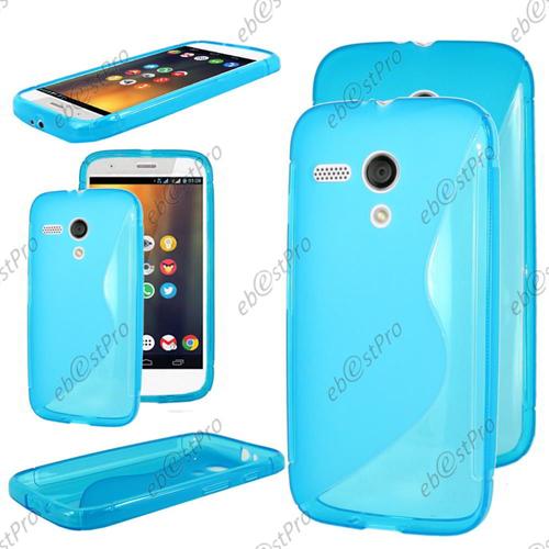 Ebeststar ® Housse Etui Coque Silicone Gel Motif S-Line Protection Souple Pour Motorola Moto G, Xt1032, Couleur Bleu + Mini Stylet 3 Film Plastique