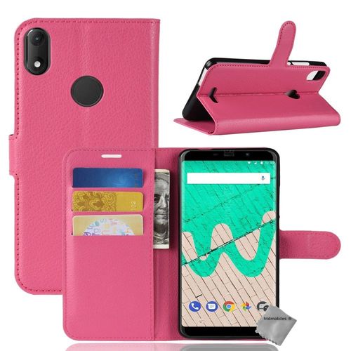 Housse Etui Coque Pochette Portefeuille Pour Wiko View Max + Verre Trempe - Rose