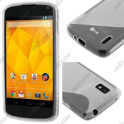 Ebeststar ® Coque S-Line Silicone Gel Motif Vague Housse Etui Protection Souple Pour Lg Nexus 4 E960, Couleur Transparent [Dimensions Precises De Votre Appareil : 133.9 X 68.7 X 9.1 Mm, Écran 4.7'']