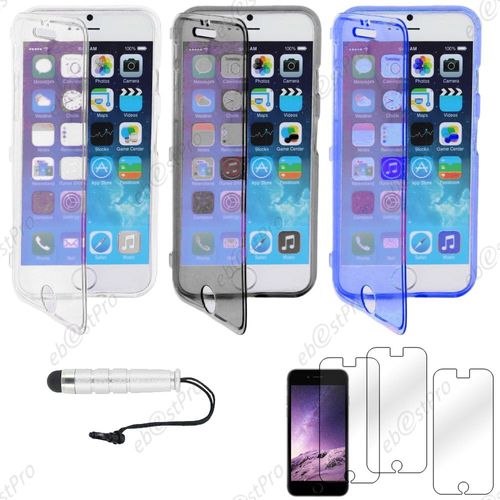 Ebeststar ® Lot X3 Housse Etui Coque Portefeuille Livre Silicone Gel Pour Apple Iphone 6 Plus Écran 5,5", Couleur Transparent, Noir, Bleu + Mini Stylet 3 Film