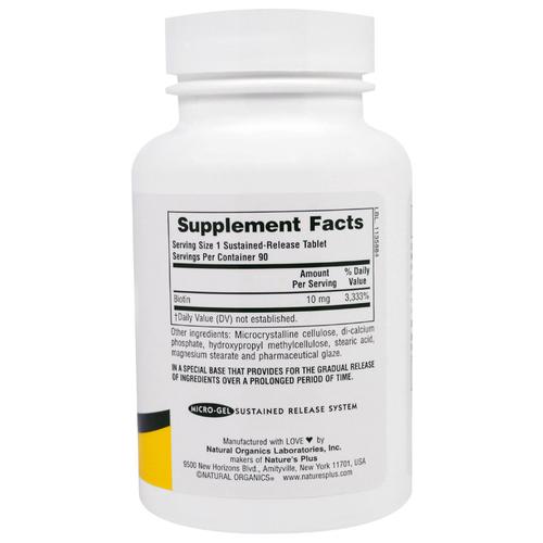 Biotin Sustained Release (90 Tablets) - Nature's Plus 