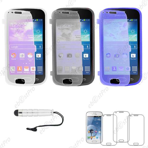 Ebeststar ® Lot X3 Housse Etui Coque Portefeuille Livre Silicone Gel Pour Samsung Galaxy Trend S7560, S Duos S7562, Couleur Transparent, Noir, Bleu + Mini Stylet 3 Film