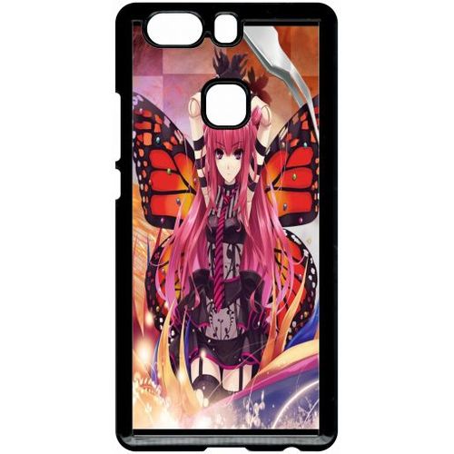 Coque - Fille Manga Rose - Compatible Avec Huawei Ascend P9+ - Plastique - Bord Noir
