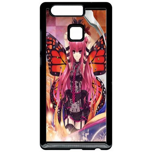 Coque - Fille Manga Rose - Compatible Avec Huawei Ascend P9 - Plastique - Bord Noir