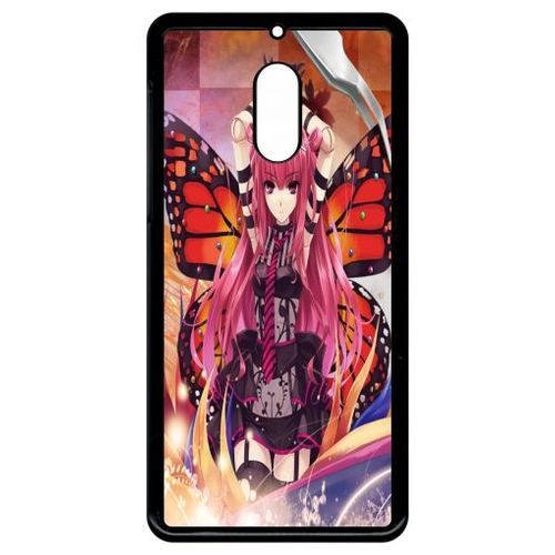 Coque - Fille Manga Rose - Compatible Avec Nokia 6 (2018) - Plastique - Bord Noir
