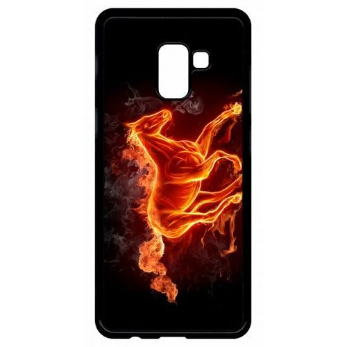 Coque Pour Galaxy A8+ (2018) - Cheval En Feu - Noir
