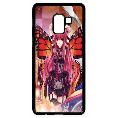 Coque Pour Galaxy A8+ (2018) - Fille Manga Rose - Noir