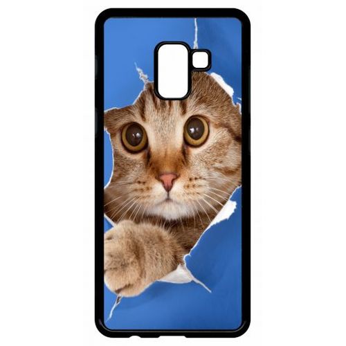Coque Pour Galaxy A8+ (2018) - Chat Trou - Noir