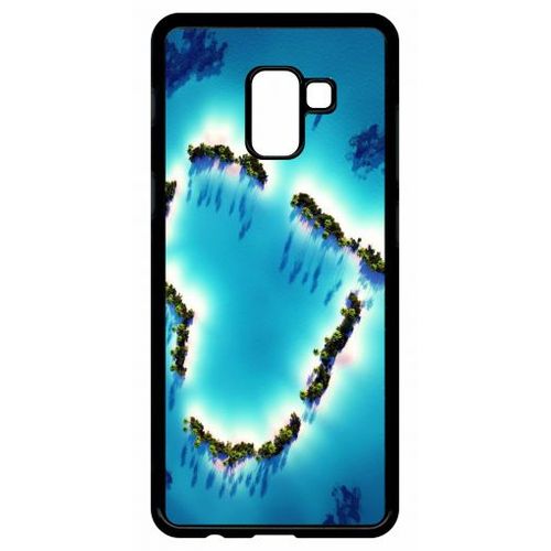 Coque Pour Galaxy A8+ (2018) - Coeur Plage - Noir