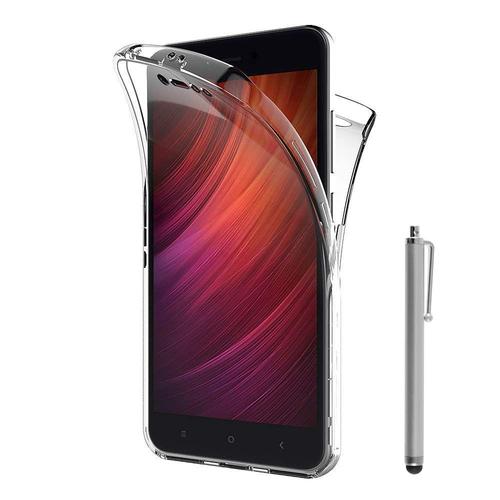 Coque Avant Et Arrière Silicone Pour Xiaomi Redmi Note 5a Prime/ 5a Pro 5.5" 360° Protection Intégrale - Transparent + Stylet