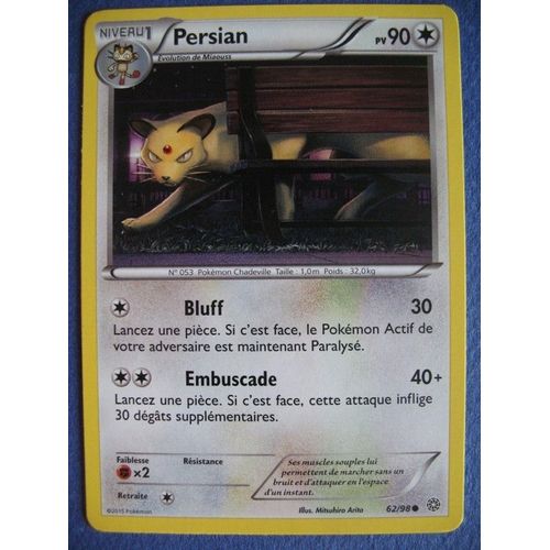 Carte Pokemon - Persian - 62/98 - Xy - Origines Antiques - 2015 - Scb