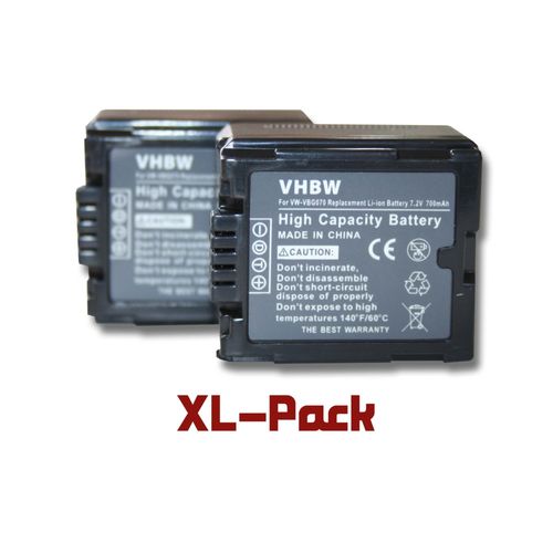 vhbw set 2 batteries 700mAh pour caméscope Panasonic SDR-H20, H40, H50, H60, H80, H90, H250, H280,VDR-D50, D160,D220, D310, NV-GS320, GS330