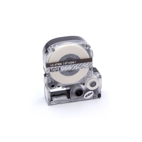 vhbw Ruban compatible avec Epson LabelWorks LW-1000P, LW-600P imprimante d'étiquettes 12mm Blanc sur Transparent