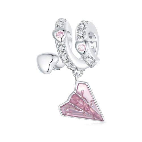 Charme Merrill Pendentif Lettre D'amour Avion Papier Pour Charms Bracelets Et Collier Argent Sterling 925 Femme